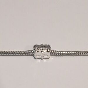 Silver Love Bravely Charm for‎ Pandora Style Bracelet